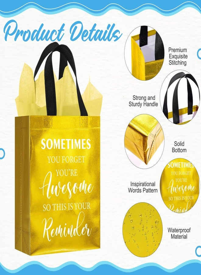 Resholder 30 Set Inspirational Gift Bags Bulk with Tissues Papers Medium Reusable Non-woven Tote with Handle Positive Christmas Employee Appreciation Gift Bag for Staff Coworker Team Teacher - Image 2
